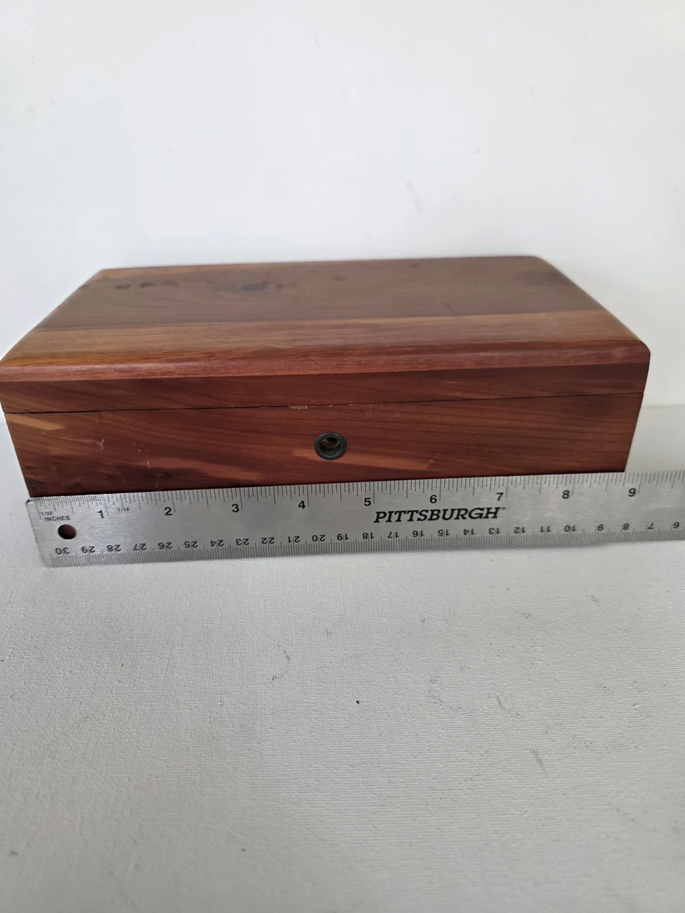 Vintage Wooden Cedar Jewelry Box - Red-Brown Cedar Finish